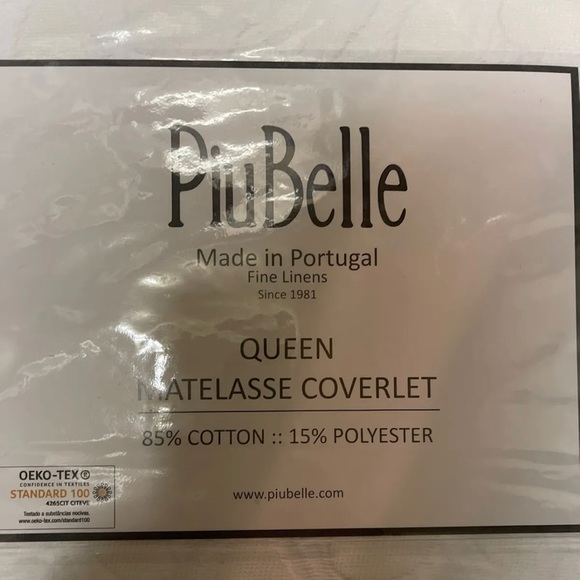 PIU BELLE PiuBelle White MATELASSE Coverlet QUEEN 92''x96'' Made In Portugal NWT - Picture 6 of 6
